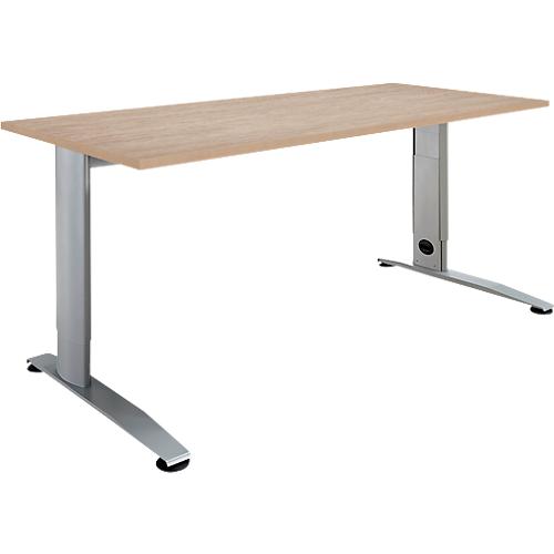 Schäfer Shop Select Schreibtisch LOGIN, manuell höheneinstellbar, C-Fuß, B 1200 x T 800 x H 660-820 mm, Eiche/weißalu