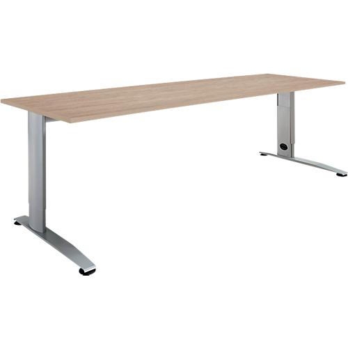 Schäfer Shop Select Schreibtisch LOGIN, manuell höheneinstellbar, C-Fuß, B 1600 x T 800 x H 660-820 mm, Eiche/weißalu