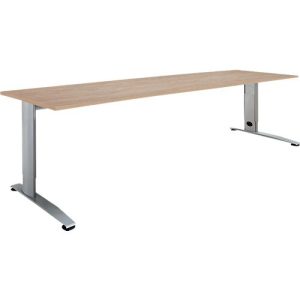 Schäfer Shop Select Schreibtisch LOGIN, manuell höheneinstellbar, C-Fuß, B 1800 x T 800 x H 660-820 mm, Eiche/weißalu Schäfer Shop Select Schreibtisch LOGIN, manuell höheneinstellbar, C-Fuß, B 1800 x T 800 x H 660-820 mm, Eiche/weißalu
