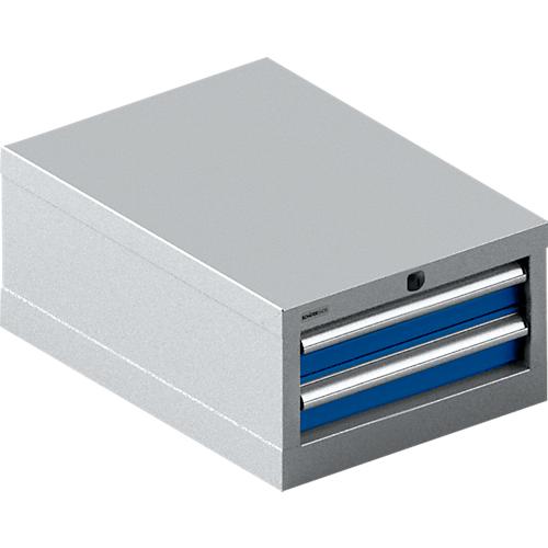 Schäfer Shop Select Schubladenschrank 18-27, 2 Schübe (H 75/75mm), bis 200 kg, B 411 x T 572 x H 250 mm, enzianblau/weißaluminium