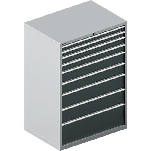 Schäfer Shop Select Schubladenschrank WSK 54-36, Stahl, 9 Schübe, bis 200 kg, B 1023 x T 725 x H 1450 mm, weissaluminium/anthrazitgrau