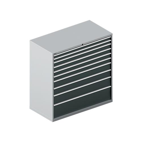 Schäfer Shop Select Schubladenschrank WSK 78–36 E, Stahl, 10 Schübe, 75 kg Traglast, B 1431 mm x T 725 mm x H 1450 mm, weißalu/anthrazitgrau