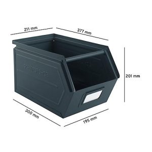Schäfer Shop Select Sichtlagerkasten, mit Tragestab, L 377 x B 211 x H 201 mm, 11,5 l, 60 kg, Stahl, RAL 5008 (graublau) Schäfer Shop Select Sichtlagerkasten, mit Tragestab, L 377 x B 211 x H 201 mm, 11,5 l, 60 kg, Stahl, RAL 5008 (graublau)