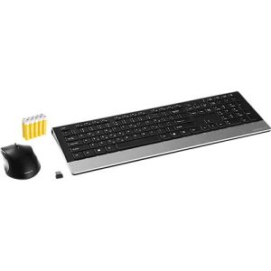Schäfer Shop Select Sparset Funktastatur & Funkmaus, QWERTZ, Handballenauflage, 5-Tasten-Maus, schwarz-silber, inkl. 10 x Micro AAA Batterien mit 1,5 V Schäfer Shop Select Sparset Funktastatur & Funkmaus, QWERTZ, Handballenauflage, 5-Tasten-Maus, schwarz-silber, inkl. 10 x Micro AAA Batterien mit 1,5 V