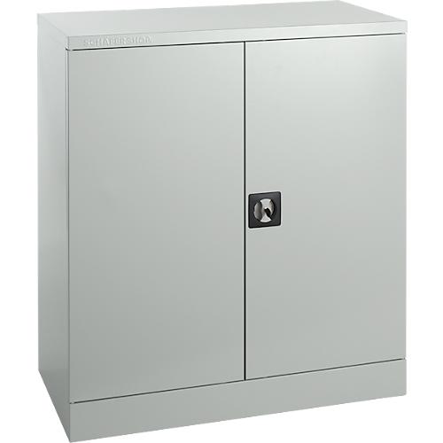 Schäfer Shop Select Stahlschrank, 2 OH, 2 höhenverstellbare Einlegeböden, Drehzylinderschloss, B 916 x T 422 x H 1000 mm, lichtgrau RAL 7035/lichtgrau RAL 7035