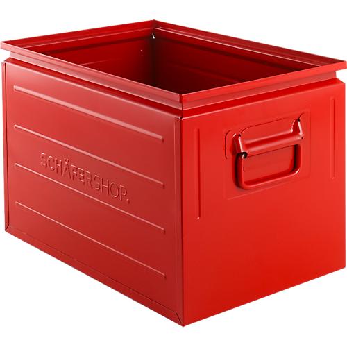 Schäfer Shop Select Stapelbox, 40 l, 150 kg, L 480 x B 308 x H 301 mm, Stahl, RAL 3000 (feuerrot)