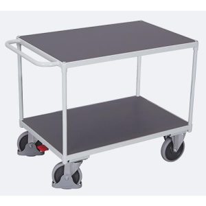 Schäfer Shop Select Tischwagen, schwer, Stahl/MDF-Platte, Lichtgrau/Dunkelgrau, 2 Etagen, L 1200 x B 800 mm, TPE-Rollen mit EasySTOP, bis 500 kg Schäfer Shop Select Tischwagen, schwer, Stahl/MDF-Platte, Lichtgrau/Dunkelgrau, 2 Etagen, L 1200 x B 800 mm, TPE-Rollen mit EasySTOP, bis 500 kg