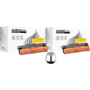Schäfer Shop Select Toner, ersetzt Brother TN-2420 (TN2420), Doppelpack, schwarz + Bluetooth Lautsprecher Chrome