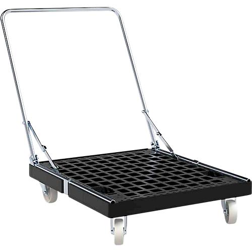 Schäfer Shop Select Transportroller BASICline, bis 500 kg, klappbarer Schiebebügel, L 815 x B 724 x H 192 mm, Recycling-HDPE, schwarz