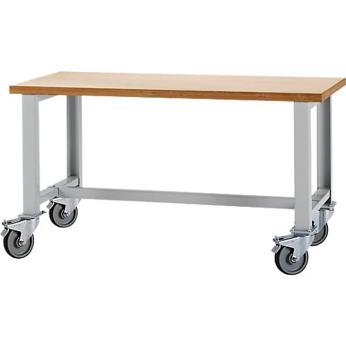 Schäfer Shop Select Werkbank, fahrbar, B 1500 x T 700 x H 835 mm, weißaluminium RAL 9006