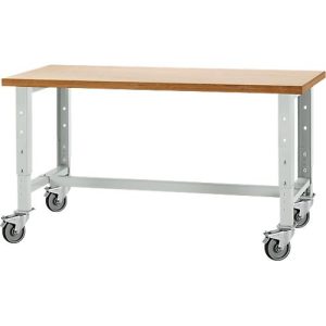 Schäfer Shop Select Werkbank, fahrbar, höhenverstellbar, B 1500 x T 700 x H 676-888 mm, lichtgrau RAL 7035 Schäfer Shop Select Werkbank, fahrbar, höhenverstellbar, B 1500 x T 700 x H 676-888 mm, lichtgrau RAL 7035