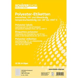 Schäfer Shop Select Wetterfeste Etiketten, 45,7 x 21 mm, transp. matt, 20 Blatt Schäfer Shop Select Wetterfeste Etiketten, 45,7 x 21 mm, transp. matt, 20 Blatt