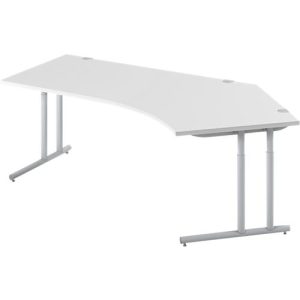 Schäfer Shop Select Winkelschreibtisch COMBITEC, 135° Winkel rechts, C-Fuß, B 2165 x T 800/800 x H 677-817 mm, lichtgrau/weißalu Schäfer Shop Select Winkelschreibtisch COMBITEC, 135° Winkel rechts, C-Fuß, B 2165 x T 800/800 x H 677-817 mm, lichtgrau/weißalu