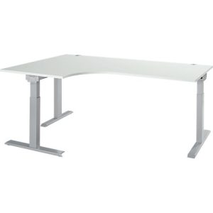 Schäfer Shop Select Winkelschreibtisch ERGO-T 2.0, 90° Winkel, Ansatz links, T-Fuß, B 2000 x T 1200/800 x H 675-895 mm, lichtgrau/weißalu Schäfer Shop Select Winkelschreibtisch ERGO-T 2.0, 90° Winkel, Ansatz links, T-Fuß, B 2000 x T 1200/800 x H 675-895 mm, lichtgrau/weißalu