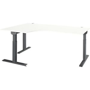 Schäfer Shop Select Winkelschreibtisch ERGO-T 2.0, 90° Winkel, Ansatz links, T-Fuß, B 2000 x T 1200/800 x H 675-895 mm, weiß/anthrazit Schäfer Shop Select Winkelschreibtisch ERGO-T 2.0, 90° Winkel, Ansatz links, T-Fuß, B 2000 x T 1200/800 x H 675-895 mm, weiß/anthrazit