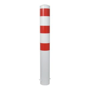 Schake Absperrpfosten Typ 40150B, ortsfest, zum Einbetonieren, Ø 152mm, Gesamtlänge:1200mm, weiß / rot Schake Absperrpfosten Typ 40150B, ortsfest, zum Einbetonieren, Ø 152mm, Gesamtlänge:1200mm, weiß / rot