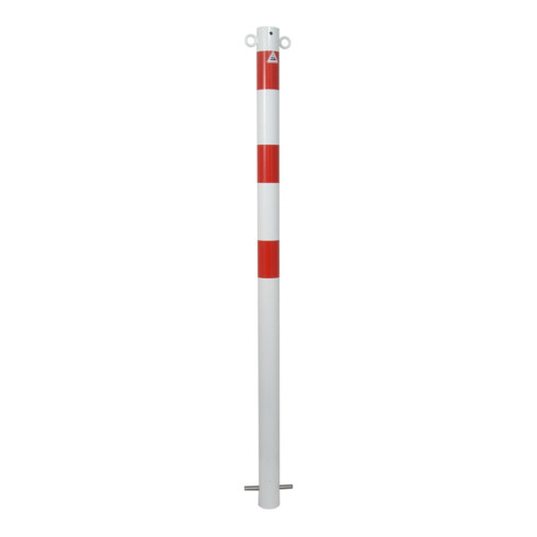 Schake Absperrpfosten Typ 460B/2, ortsfest, Ø 60mm, zum Einbetonieren, weiß / rot + 2 Ösen