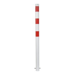 Schake Absperrpfosten Typ 476B/1, ortsfest, Ø 76mm, zum Einbetonieren, weiß / rot + 1 Öse Schake Absperrpfosten Typ 476B/1, ortsfest, Ø 76mm, zum Einbetonieren, weiß / rot + 1 Öse