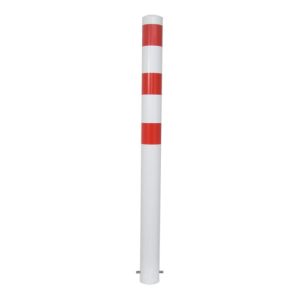Schake Absperrpfosten Typ 493B, ortsfest, Ø 108mm, zum Einbetonieren, weiß / rot Schake Absperrpfosten Typ 493B, ortsfest, Ø 108mm, zum Einbetonieren, weiß / rot