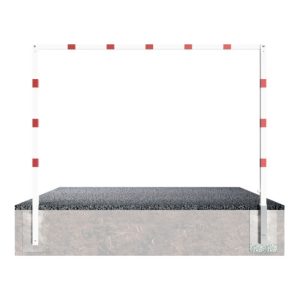 Schake Höhenbegrenzer, feststehend, 100x100mm zum Einbetonieren, 2,30m Gesamtbreite: 6,00m, weiß / rot