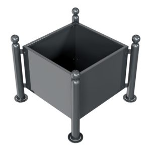 Schake Pflanzbehälter Rundrohre Ø 76 mm senkrecht Außenmaß: 880 x 880 mm + Kugelkopf 680 mm