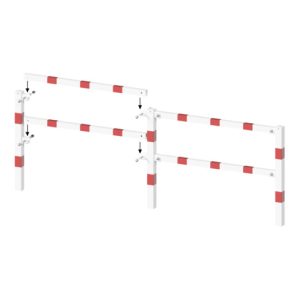 Schake Schutzgeländer Querholm Stahlrohr 60 x 40 mm inkl. Befestigungsschrauben M16x60, weiß / rot Länge: 1800 mm Schake Schutzgeländer Querholm Stahlrohr 60 x 40 mm inkl. Befestigungsschrauben M16x60, weiß / rot Länge: 1800 mm