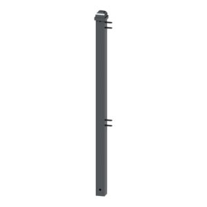 Schake Stadtzaun, Endpfosten + Zierkopf, Vierkantrohr 70x70mm + Stahlkappe, beschichtet, Höhe 1000mm über Flur, zum einbetonieren, 2 Verbindungslaschen