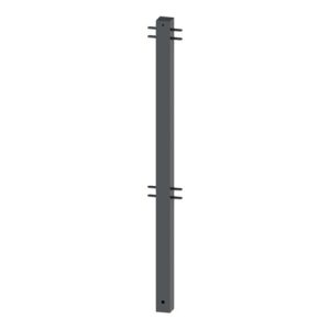 Schake Stadtzaun, Mittelpfosten + Flachkopf, Vierkantrohr 70x70mm + Stahlkappe, beschichtet, Höhe 1000mm über Flur, zum einbetonieren, 4 Verbindungslaschen