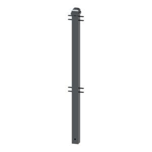 Schake Stadtzaun, Mittelpfosten + Zierkopf, Vierkantrohr 70x70mm + Stahlkappe, beschichtet, Höhe 1000mm über Flur, zum einbetonieren, 4 Verbindungslaschen Schake Stadtzaun, Mittelpfosten + Zierkopf, Vierkantrohr 70x70mm + Stahlkappe, beschichtet, Höhe 1000mm über Flur, zum einbetonieren, 4 Verbindungslaschen