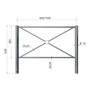 Schake Stadtzaun, Zaunelement + Flachkopf, Ø76mm, beschichtet, Gesamthöhe 1200mm, Breite: 1000mm, zum Einbetonieren Schake Stadtzaun, Zaunelement + Flachkopf, Ø76mm, beschichtet, Gesamthöhe 1200mm, Breite: 1000mm, zum Einbetonieren