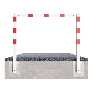 Schake Wegesperren 2,50m feststehend, weiß, beschichtet, + rot reflektierenden Leuchtstreifen, ohne Knieholm