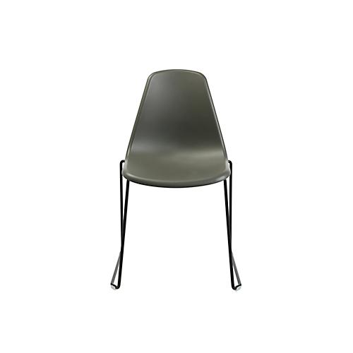 Schalenstuhl Topstar T2020, Kufengestell, ergonomische Sitzschale, stapelbar bis 4 Stück, Sitzhöhe 450 mm, 2er-Set, ohne Armlehnen, grau/schwarz
