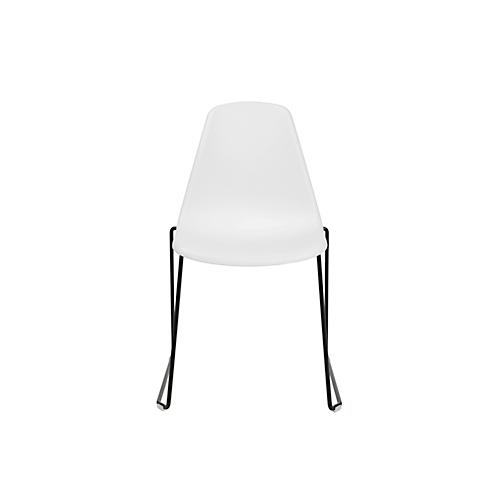 Schalenstuhl Topstar T2020, Kufengestell, ergonomische Sitzschale, stapelbar bis 4 Stück, Sitzhöhe 450 mm, 2er-Set, ohne Armlehnen, weiß/schwarz