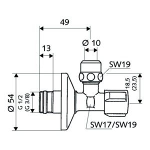 Schell Eckregulierventil COMFORT chrom, mit ASAG 3/8×3/8