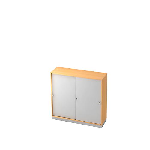 Schiebetürenschrank, 3 OH, B 1200 x T 400 mm, Buche-Dekor/silber