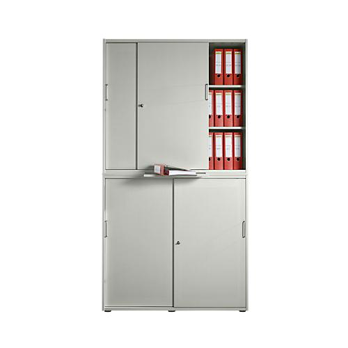 Schiebetürenschrank, Akustikfront, B 1200 mm, 6 OH, silber