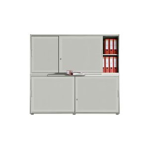 Schiebetürenschrank, Akustikfront, B 1600 mm, 4 OH, silber Schiebetürenschrank, Akustikfront, B 1600 mm, 4 OH, silber
