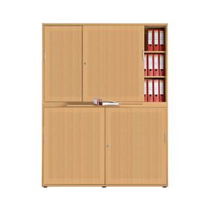 Schiebetürenschrank, Akustikfront, B 1600 mm, 6 OH, Buche-Dekor Schiebetürenschrank, Akustikfront, B 1600 mm, 6 OH, Buche-Dekor