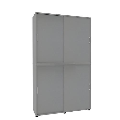 Schiebetürenschrank, B 1350 mm, 6 OH, silber