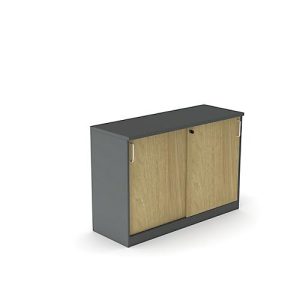 Schiebetürenschrank BEXXSTAR, 2 Ordnerhöhen, H 825 mm, dunkelgrau/Eiche-Dekor Schiebetürenschrank BEXXSTAR, 2 Ordnerhöhen, H 825 mm, dunkelgrau/Eiche-Dekor