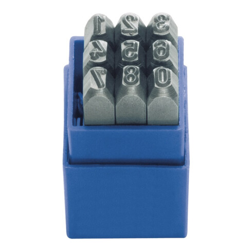 Schlagzahlensatz 328 9-tlg.Zahlen 0-9 Schrift-H.2mm in Ku.-Box KUKKO