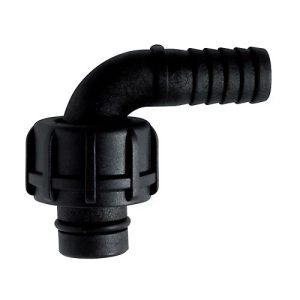 Schlauchanschlussstück für elektrischen Durchflusszähler K24, um 90° gebogen, DN 19, 1″ Gewinde, Kunststoff Schlauchanschlussstück für elektrischen Durchflusszähler K24, um 90° gebogen, DN 19, 1″ Gewinde, Kunststoff