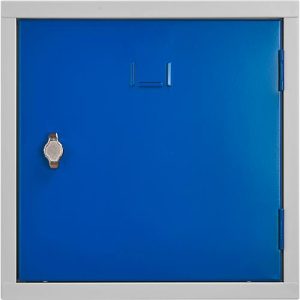 Schließfach Würfel, Türanschlag rechts, Drehriegelverschluss, erweiterbar, Stahl, Tür enzianblau RAL 5010