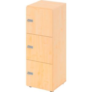 Schließfachschrank Topas Line, 3 Ordnerhöhen, 3 Fächer, Zahlenschloss, B 400 x T 420 x H 1100 mm, Ahorn/Ahorn