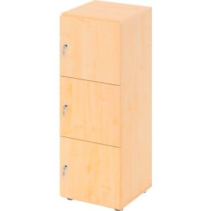 Schließfachschrank Topas Line, 3 Ordnerhöhen, 3 Fächer, Zylinderschloss, B 400 x T 420 x H 1100 mm, Ahorn/Ahorn