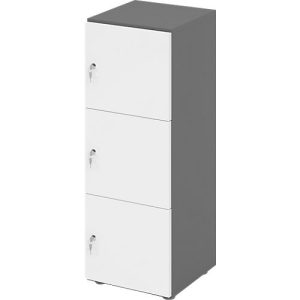 Schließfachschrank Topas Line, 3 Ordnerhöhen, 3 Fächer, Zylinderschloss, B 400 x T 420 x H 1100 mm, graphit/weiß