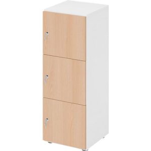 Schließfachschrank Topas Line, 3 Ordnerhöhen, 3 Fächer, Zylinderschloss, B 400 x T 420 x H 1100 mm, weiß/Eiche