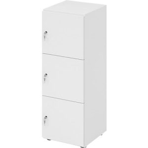 Schließfachschrank Topas Line, 3 Ordnerhöhen, 3 Fächer, Zylinderschloss, B 400 x T 420 x H 1100 mm, weiß/weiß