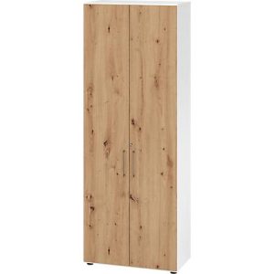 Schränke Breno, 6 OH, abschließbar, 28 kg je Boden, B 800 x T 420 x H 2156 mm, weiß/Asteiche
