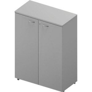 Schrank ARLON OFFICE, 3 Ordnerhöhen, abschließbar, B 900 x T 450 x H 1232 mm, lichtgrau/alu